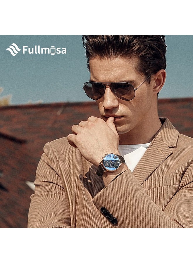 فولموزا أحزمة ساعة Fullmosa سريعة الفك مقاس 18 مم، حزام ساعة من الجلد الطبيعي من الخيزران لـ Fossil Tailor/Gen 4 Q Venture HR/Gen 3 Q Venture/Garmin Vivoactive 4S/Vivomove 3S/Seiko Premier Kinetic، بني - Image 4