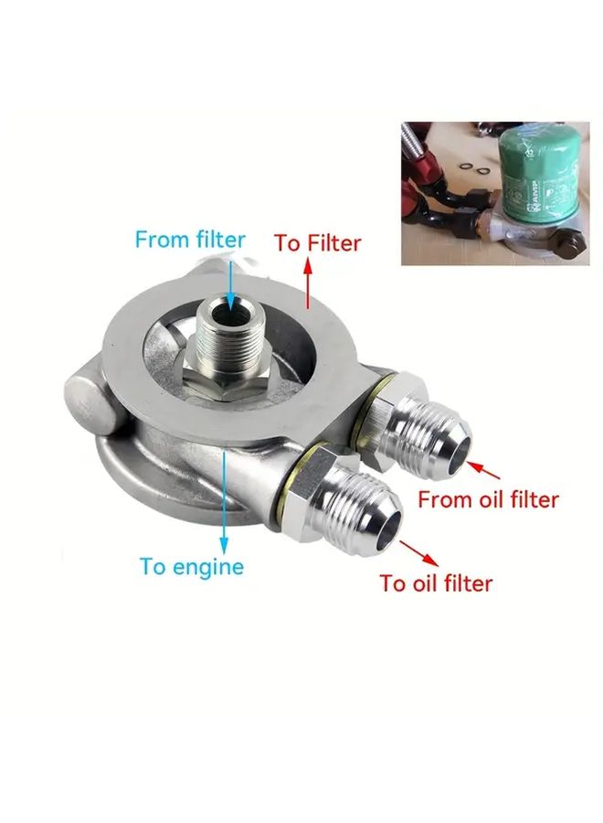 Oil Cooler Filter Sandwich Plate Thermostat Adapter AN8 3/4 16 UNF AN10 Fitting - Image 3