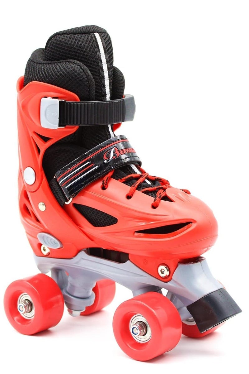 إيزي فيتشور زلاجات دوارة قابلة للتعديل بأربع عجلات للأطفال صف مزدوج، للأولاد والبنات في الأماكن المغلقة/المفتوحة، تتضمن مجموعة معدات حماية كاملة (خوذة، ركبة، كوع ومعصم) 4 مقاسات و3 ألوان يمكن الاختيار من بينها - Image 3