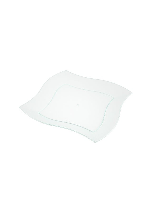 Restaurantware 9 Inch Salad Plates, 100 Large Wedding Plates - Square, Wavy Edges, Seagreen Plastic Disposable Dinner Plates, Holds Sauces And Dips, For Weddings, Birthdays, Or Special Events - Image 1