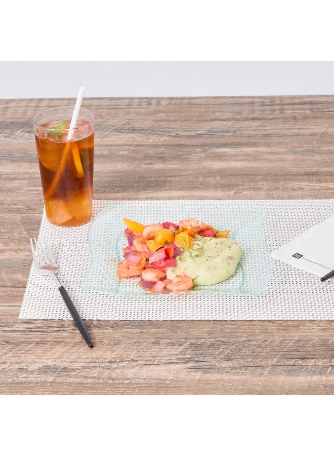 Restaurantware 9 Inch Salad Plates, 100 Large Wedding Plates - Square, Wavy Edges, Seagreen Plastic Disposable Dinner Plates, Holds Sauces And Dips, For Weddings, Birthdays, Or Special Events - Image 3