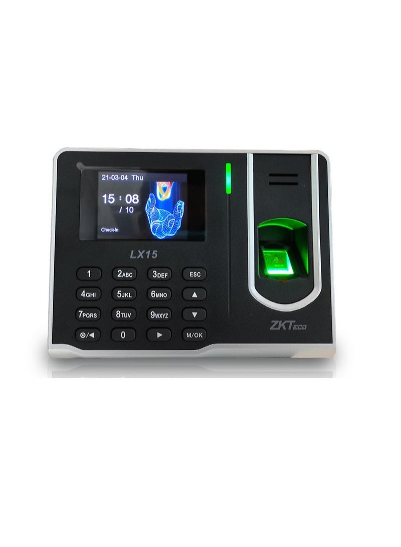 ZK teco LX15 Fingerprint Time Attendance Device with 2.8" Color Display, USB Data Transfer & 500 User Capacity