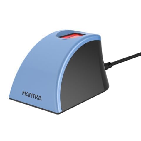 Cables Kart L1 Mantra MFS110 Biometric Fingerprint USB Scanner with C Type OTG RD Services Latest Version with High Security and Durability Device Metallic Blue