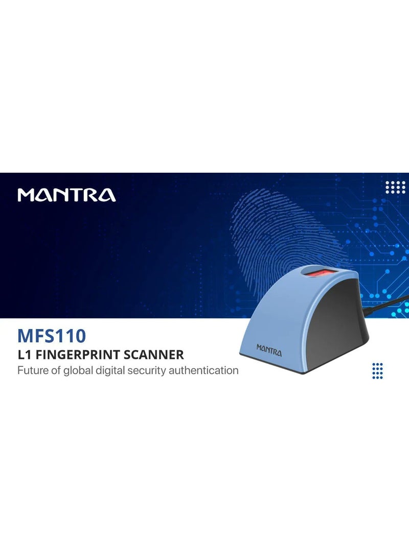 Cables Kart - Cables Kart L1 Mantra MFS110 Biometric Fingerprint USB Scanner with C Type OTG RD Services Latest Version with High Security and Durability Device Metallic Blue - Image 1