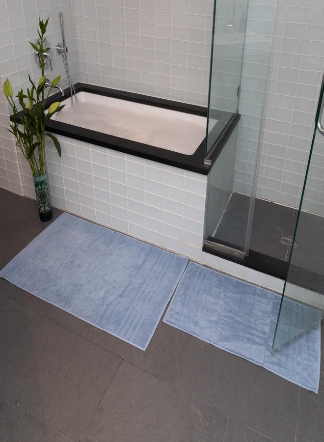 Mosobam Luxury Turkish Bath Mat 20X34 Allure Blue 1000 GSM Bamboo Viscose & Aegean Turkish Combed Cotton - Image 3