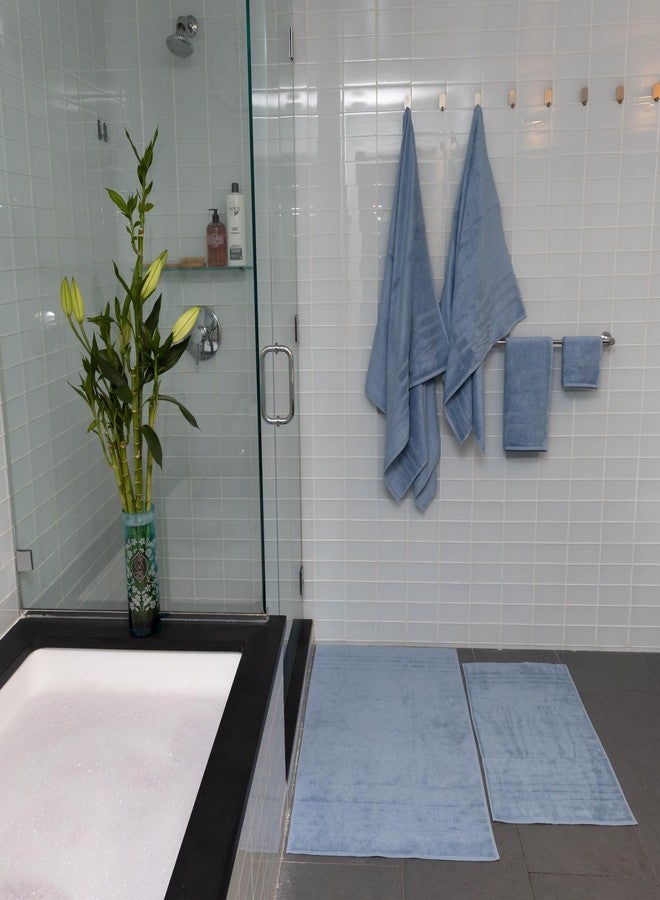 Mosobam Luxury Turkish Bath Mat 20X34 Allure Blue 1000 GSM Bamboo Viscose & Aegean Turkish Combed Cotton - Image 4