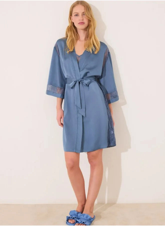 women'secret Blue chiffon fabric midi robe