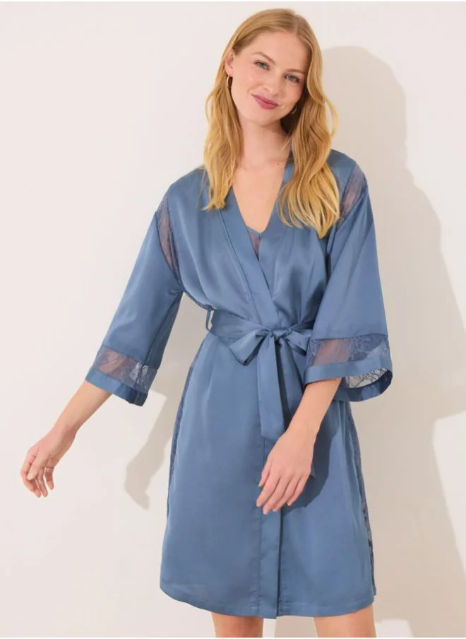 women'secret Blue chiffon fabric midi robe