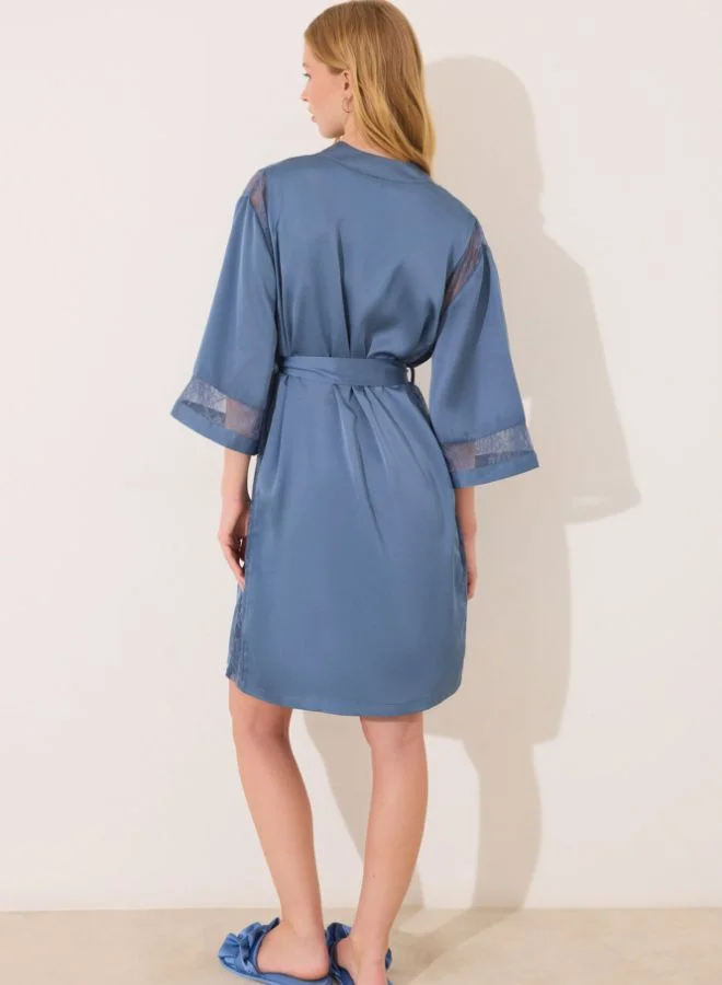 women'secret Blue chiffon fabric midi robe