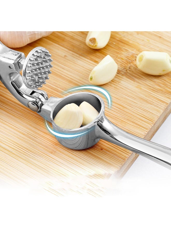 Stainless Steel Garlic Press Rocker Heavy Duty Garlic Mincer Ginger Crusher Kitchen Tool White - Image 4