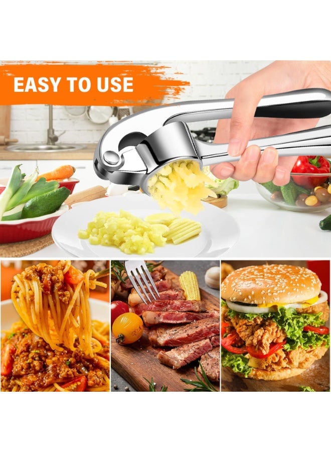 Stainless Steel Garlic Press Rocker Heavy Duty Garlic Mincer Ginger Crusher Kitchen Tool White - Image 5