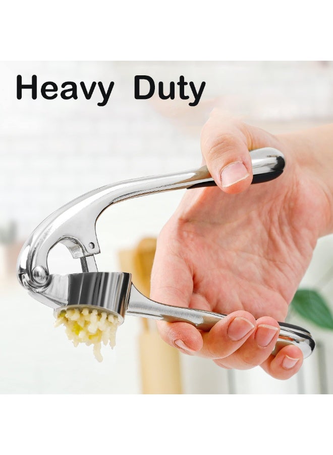 Stainless Steel Garlic Press Rocker Heavy Duty Garlic Mincer Ginger Crusher Kitchen Tool White - Image 2