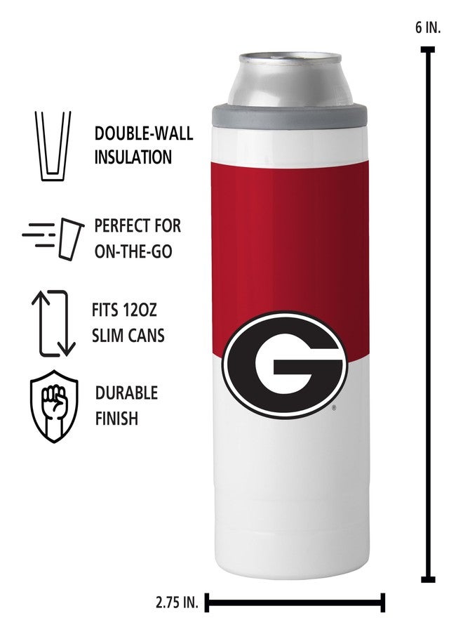 Logo Brands NCAA Georgia Bulldogs 12oz Colorblock Slim Can Coolie - Stainless Steel, Double-Wall Insulated, Removable Rim for Cocktail Tumbler Use - Image 5