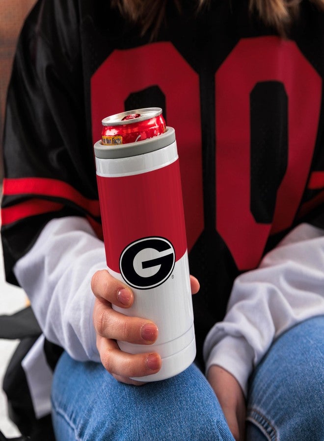Logo Brands NCAA Georgia Bulldogs 12oz Colorblock Slim Can Coolie - Stainless Steel, Double-Wall Insulated, Removable Rim for Cocktail Tumbler Use - Image 3