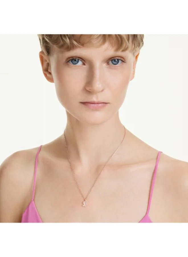 SWAROVSKI Swan White Crystal Rose Gold Tone Plated Pendant Necklace