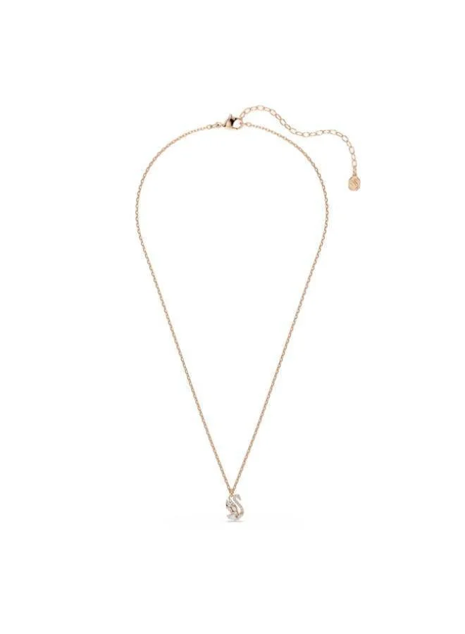 SWAROVSKI Swan White Crystal Rose Gold Tone Plated Pendant Necklace