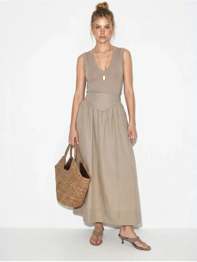 Bianco Lucci LUCCI High-Waist Maxi Skater Skirt