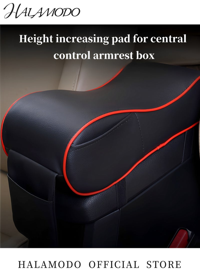 Halamodo Car Center Console Cover Pad with Phone Storage Bag Auto Armrest Cushion Soft Memory Foam Auto Armrest Pillow Leather Center Console Arm Rest Padded Cushion Universal Car Accessories - Image 2