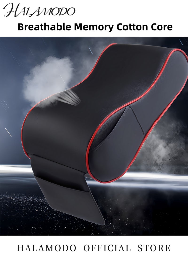 Halamodo Car Center Console Cover Pad with Phone Storage Bag Auto Armrest Cushion Soft Memory Foam Auto Armrest Pillow Leather Center Console Arm Rest Padded Cushion Universal Car Accessories - Image 3