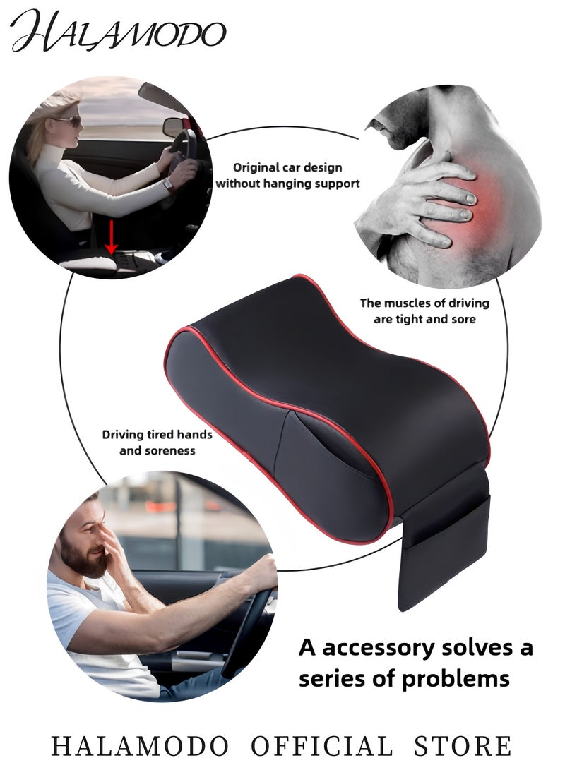 Halamodo Car Center Console Cover Pad with Phone Storage Bag Auto Armrest Cushion Soft Memory Foam Auto Armrest Pillow Leather Center Console Arm Rest Padded Cushion Universal Car Accessories - Image 4