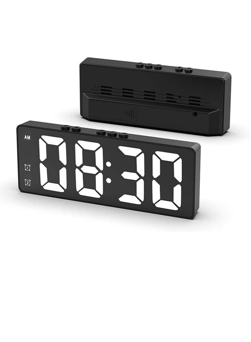 ECVV ساعة منبه رقمية ECVV، ساعة مرآة بشاشة LED، ساعات منبه مزدوجة للتحكم في الصوت، ساعة إلكترونية حديثة لغرفة النوم وغرفة المعيشة والمكتب، بطاريات/كابل USB (أسود) - Image 1