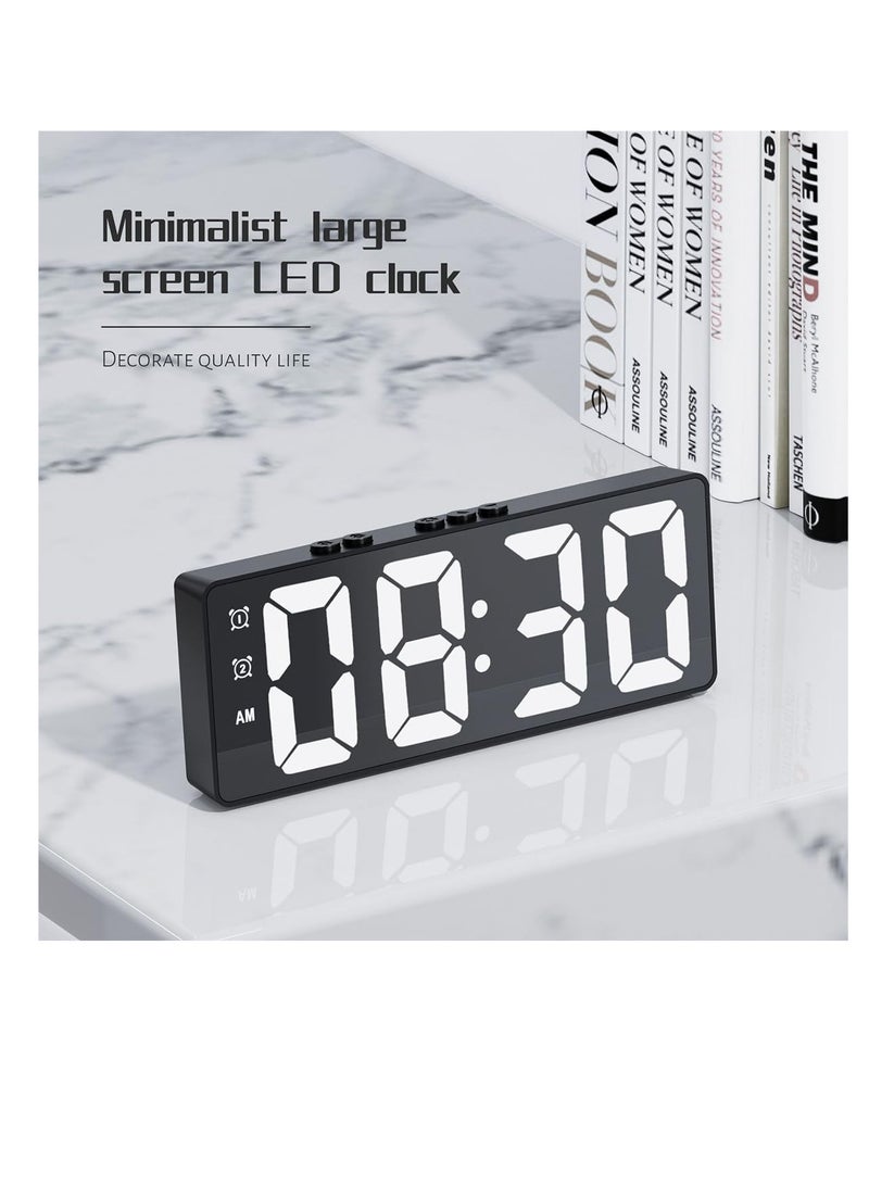 ECVV ساعة منبه رقمية ECVV، ساعة مرآة بشاشة LED، ساعات منبه مزدوجة للتحكم في الصوت، ساعة إلكترونية حديثة لغرفة النوم وغرفة المعيشة والمكتب، بطاريات/كابل USB (أسود) - Image 2