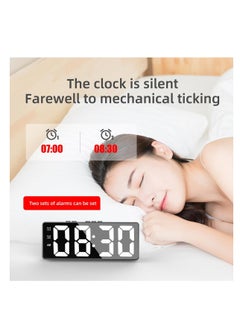 ECVV Digital Alarm Clock, LED Display Mirror Clock, Sound Control Dual Alarm Clocks, Modern Electronic Clock for Bedroom Living Room Office Batteries/USB cable (Black)  - Image 3