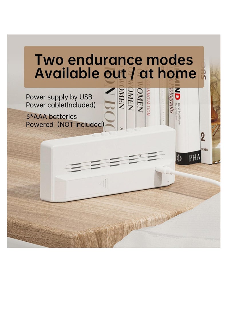 ECVV ساعة منبه رقمية ECVV، ساعة مرآة بشاشة LED، ساعات منبه مزدوجة للتحكم في الصوت، ساعة إلكترونية حديثة لغرفة النوم وغرفة المعيشة والمكتب، بطاريات/كابل USB (أسود) - Image 5