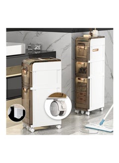 XICEN 3 Tiers Narrow Bathroom Storage Cabinet Slim Floor Freestanding Rolling Waterproof Organizer with Drawers and Handles for Small Space Laundry Gap Toilet Paper Holder  - Image 1