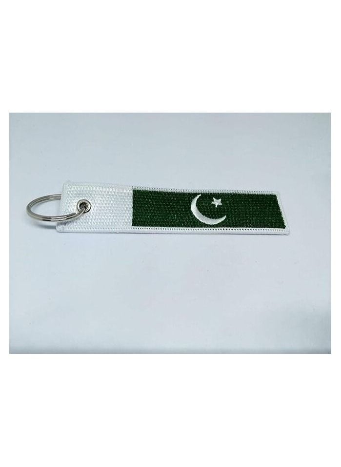 MIRFA Pakistan Flag Keychain Tag with Key Ring, EDC for Motorcycles, Scooters, Cars and Gifts Flag Key Chain, 100% Embroidered  - Image 1