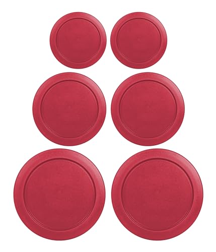 MRX Solutions Replacement Lids for Pyrex Containers Round Glass Food Plastic (2) 2-Cup (2) 4-Cup (2) 7-Cup (Red) - Image 1