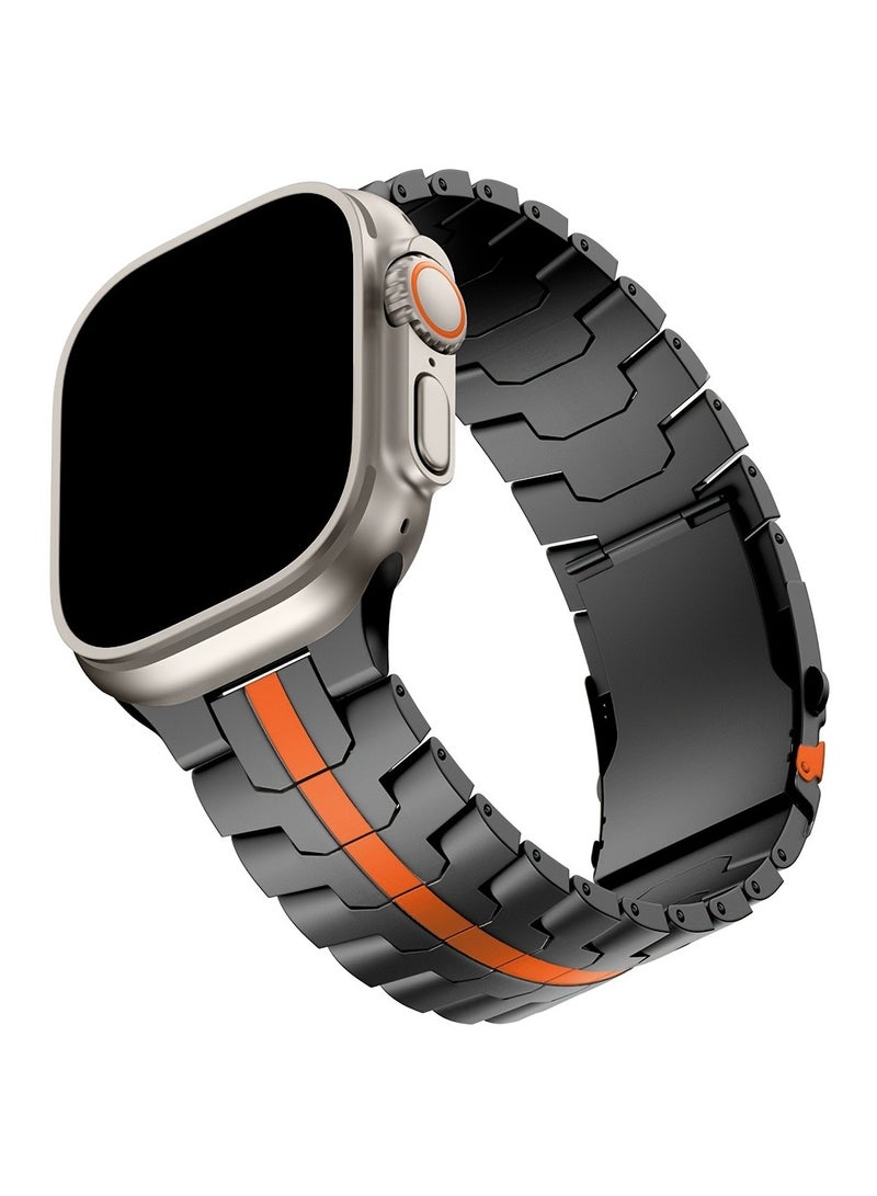 Stainless Steel Band for Apple Watch Ultra Band 49mm 45mm 44mm 42mm, Metal Strap with Folding Clasp for Apple Watch Series 8 7 6 5 4 3 2 1 for Men - Image 1