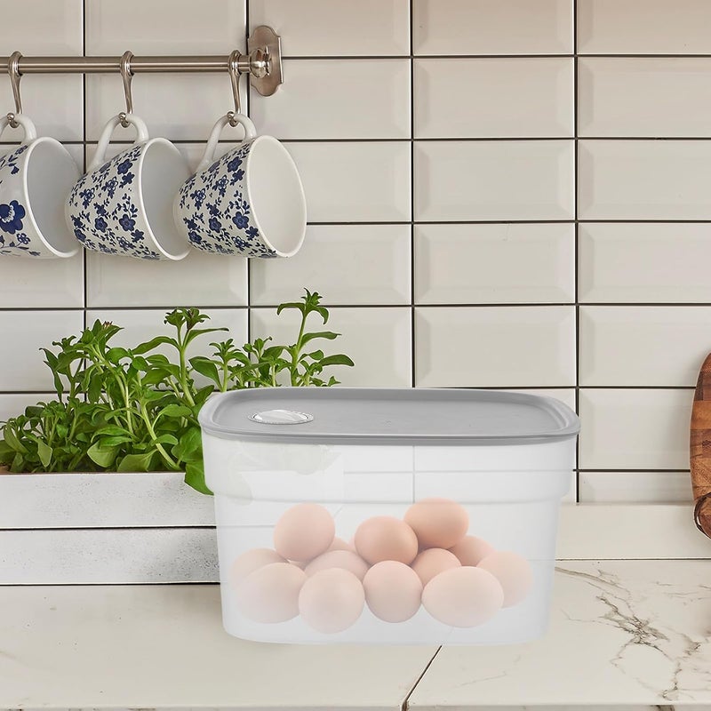 Fridge Food Box and Egg Storage Holder, Multipurpose Kitchen Storage Container with Lid, Gray Vegetable and Fruit Fresh-keeping Organizer for Refrigerator Home Use - Image 5