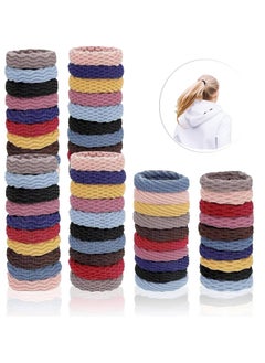 BONITO Seamless Hair Ties 60 Pieces Cotton Thick Elastic Hair Ties Ponytail Holders No Crease Hair Bands for Women Girls, Hair Accessories Mixed Color  - Image 1