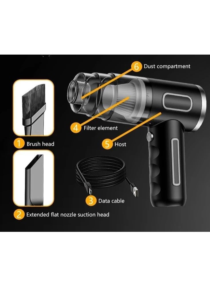 IMPERIUM Cordless Car Vacuum Cleaner with 9000PA/ 120W Suction, 3-in-1 Suck and Blow, USB Recharge - Perfect for Car, Home, Office, and Pet Spaces, Black  - Image 2