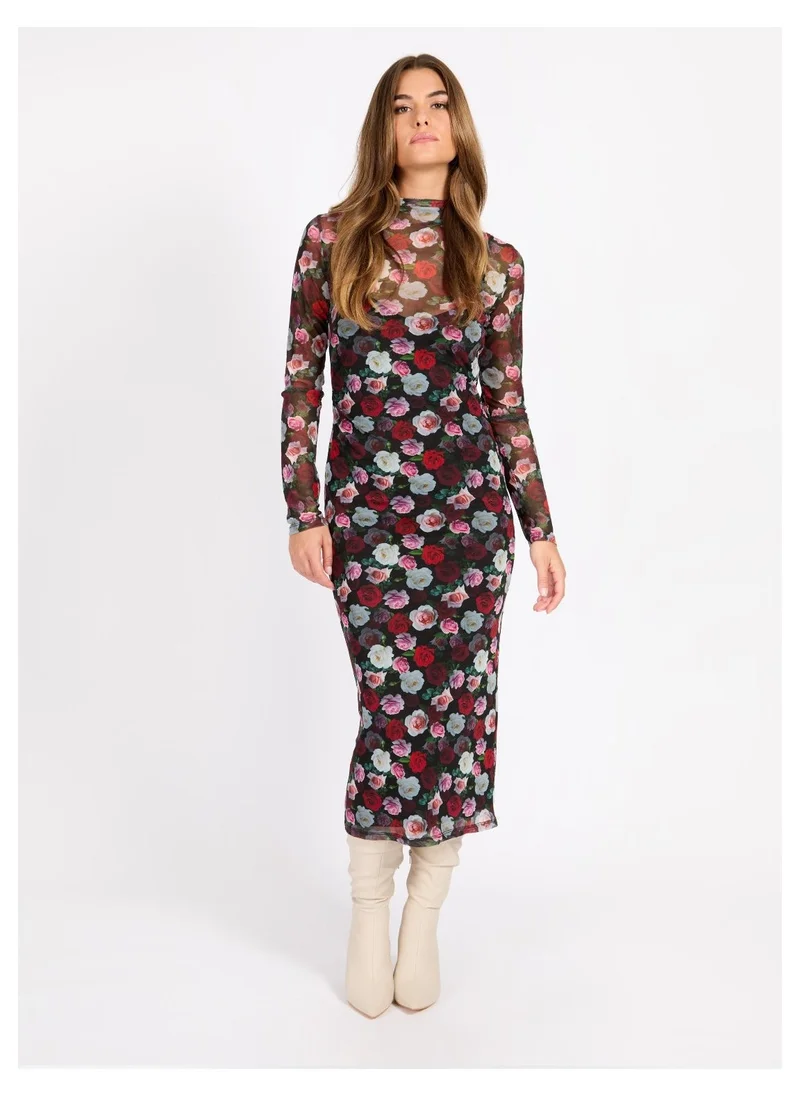 ليتل مسترس Floral Print Gathered Midaxi Bodycon Dress