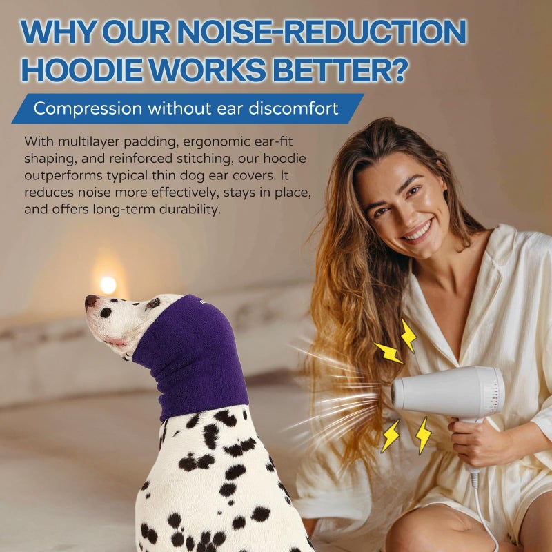 AOOLMOL Dog & Cat Calming Hoodie â€“ Soft Double-Layer Ear and Neck Cover for Anxiety Relief & Noise Protection, Elastic Pet Head Wrap for Grooming, Bath, Drying & Fireworks - Image 3