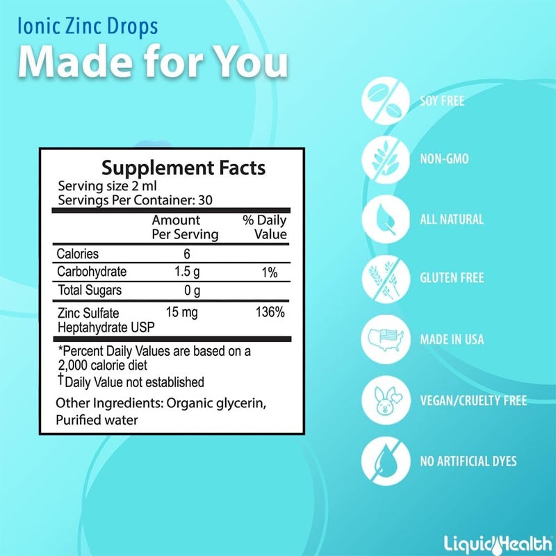 LIQUIDHEALTH قطرات الزنك الأيوني العضوي من LIQUIDHEALTH بتركيز عالٍ 2 أونصة - Image 5