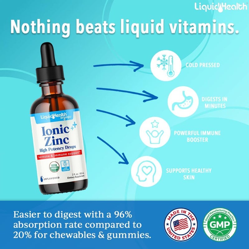 LIQUIDHEALTH قطرات الزنك الأيوني العضوي من LIQUIDHEALTH بتركيز عالٍ 2 أونصة - Image 2