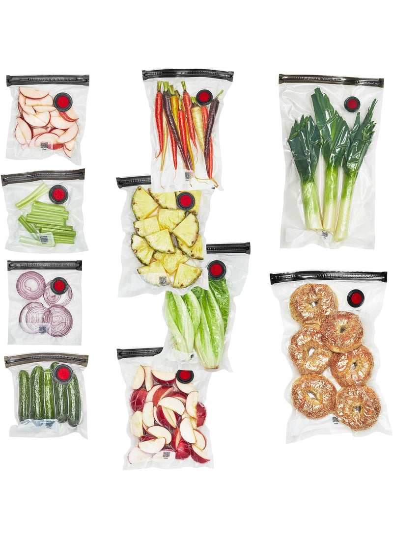 Zwilling ZWILLING Fresh  Save Set 10pc Vacuum Sealer Bags for Food Reusable Sous Vide Bags Reusable Food Storage Bags for Meal Prep Reusable Snack Bags Dishwasher Safe Assorted Clear  - Image 1
