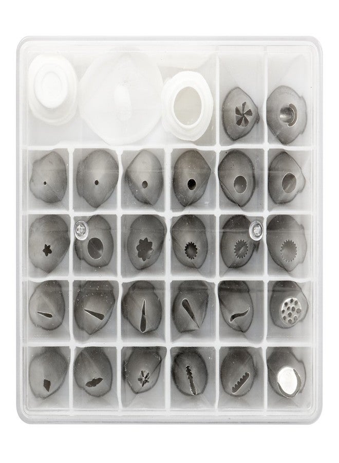DECORA 26 Nozzles 2 Couplers and Nail Organizer Box Set, White, 13.5 x 12.5 x 4 cm