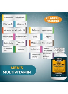 Oladole Natural Oladole Natural Men's Multivitamin - 60 Tablets | Enriched with Vitamins A, C, D, E, B1, Folate, Iron, Calcium, Magnesium, Biotin, Zinc | Supports Muscle building, Energy, & Antioxidant Protection  - Image 3