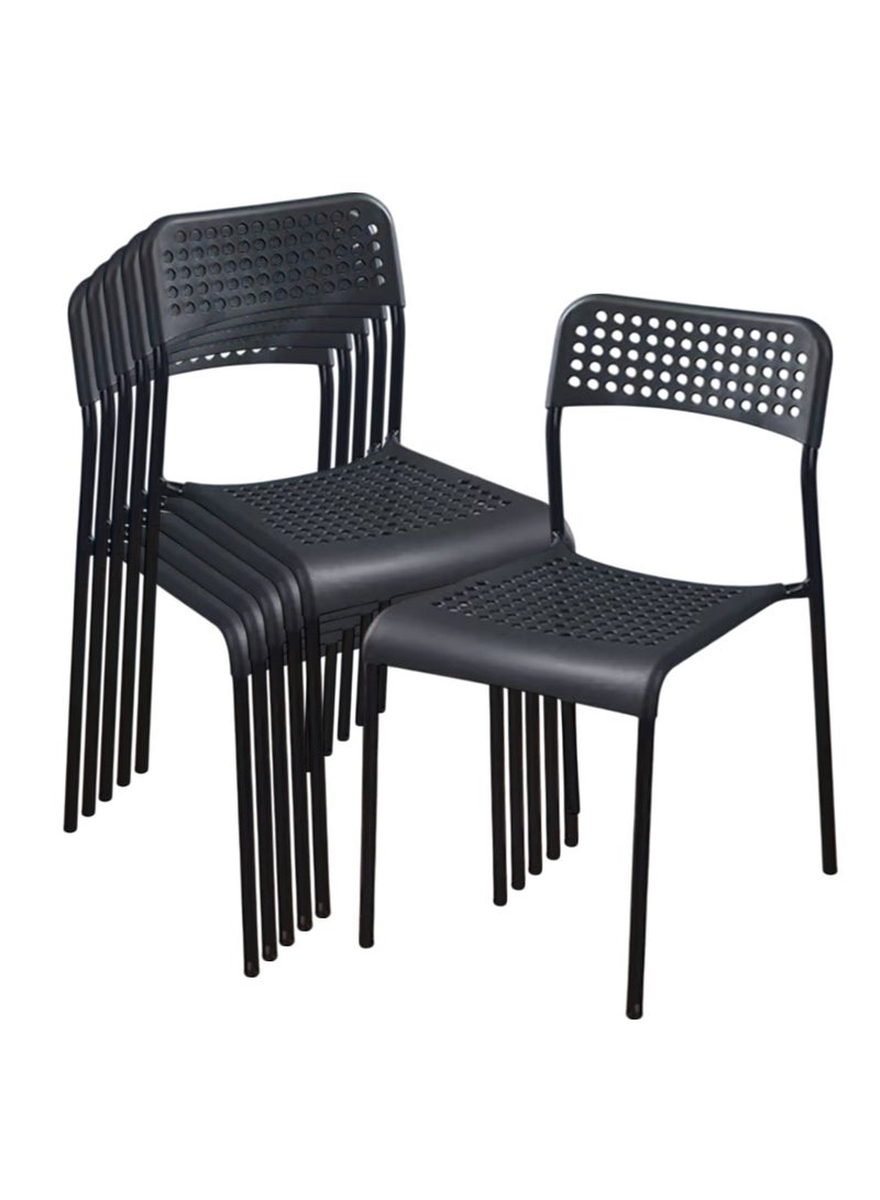 شاربدو طقم 6 كراسي عصرية خفيفة ومتينة تتحمل وزن 120 كيلو بأرجل من الفولاذ لا يحتاج لتركيب أو مسامير بطلاء البوليستر متعددة الاستخدام لغرف المعيشة وغرف النوم المطبخ المكتب - Image 1