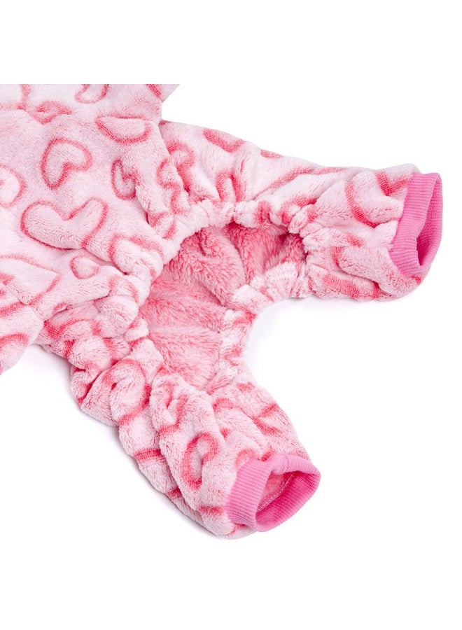 Dxhycc Fleece Dog Pajamas Cute Dog Heart Pajamas Puppy Jumpsuit Pajamas Warm Soft Pet Holiday Clothes For Small Medium Cats And Dogs (Pink, S) - Image 5