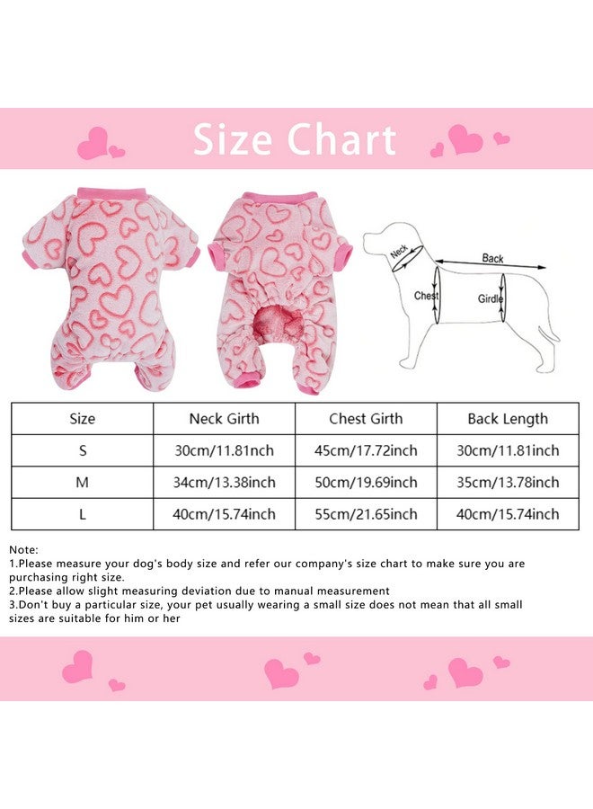 Dxhycc Fleece Dog Pajamas Cute Dog Heart Pajamas Puppy Jumpsuit Pajamas Warm Soft Pet Holiday Clothes For Small Medium Cats And Dogs (Pink, S) - Image 2