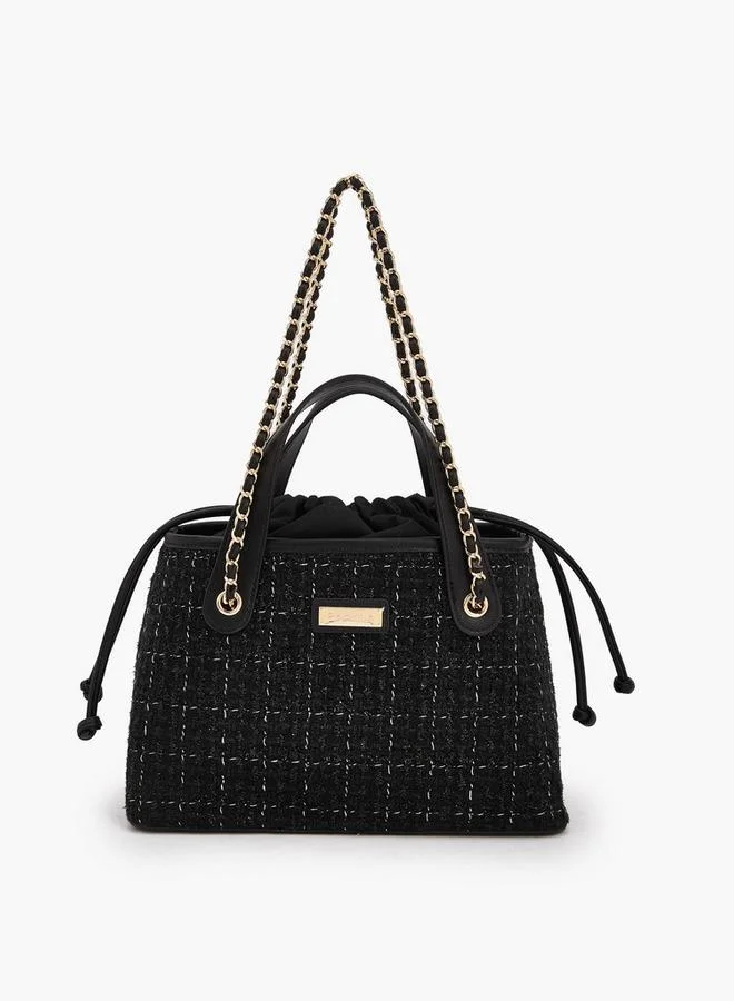 بابريكا Jacquard Textured Tote Bag With Drawstring Closure