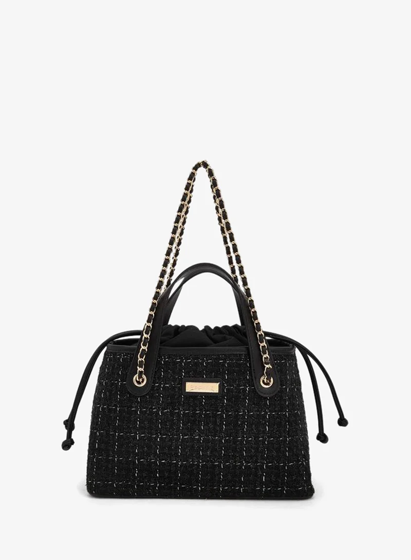 بابريكا Jacquard Textured Tote Bag With Drawstring Closure