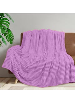  تي  جي  إتش بطانية فانيلا مخططة، بطانية فاخرة، ناعمة للغاية، بحجم كينغ (220x240 سم) للسرير والأرائك، دافئة ومريحة بشكل فاخر.  - Image 2