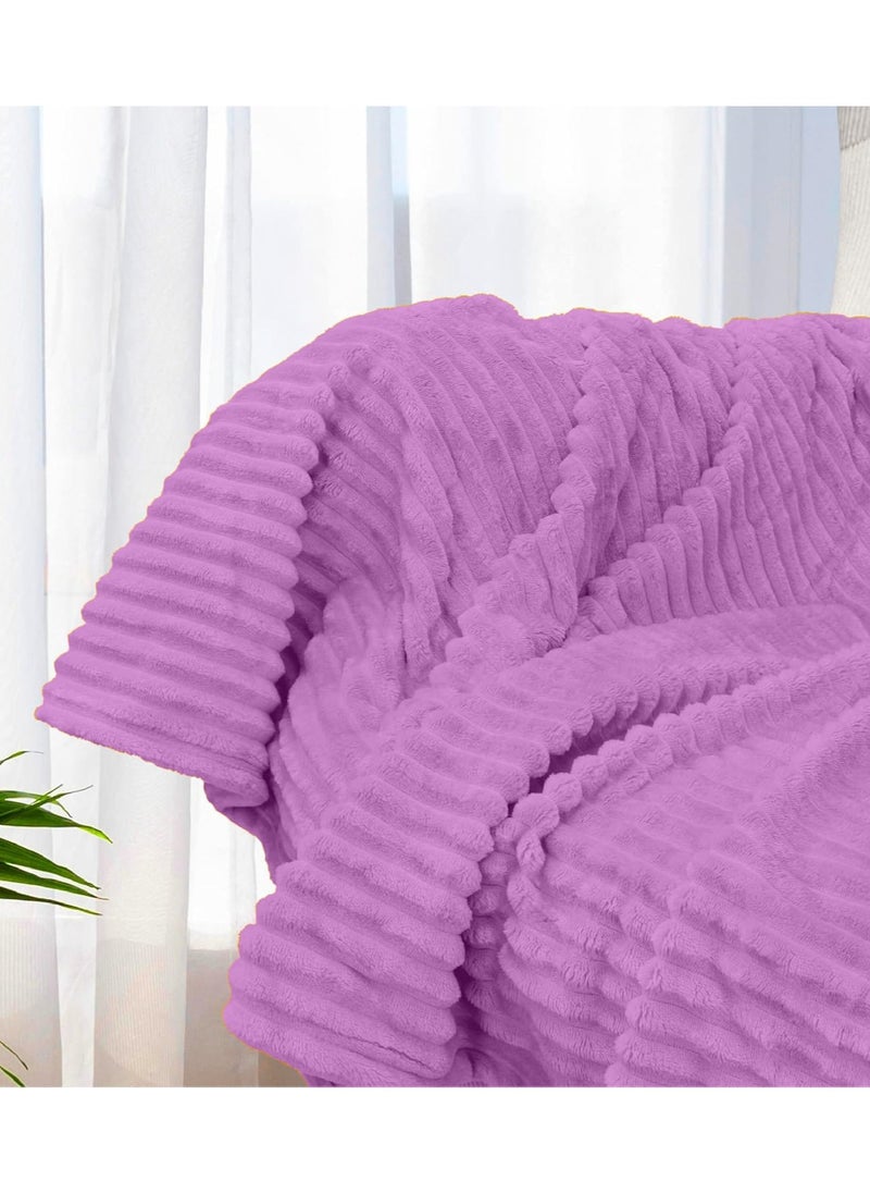 T G H Striped Flannel Fleece Blanket Plush Throw Blanket Super Soft Blanket King Size(220x240) For Bed and Sofas Luxurious Warm and Comfortable  - Image 3