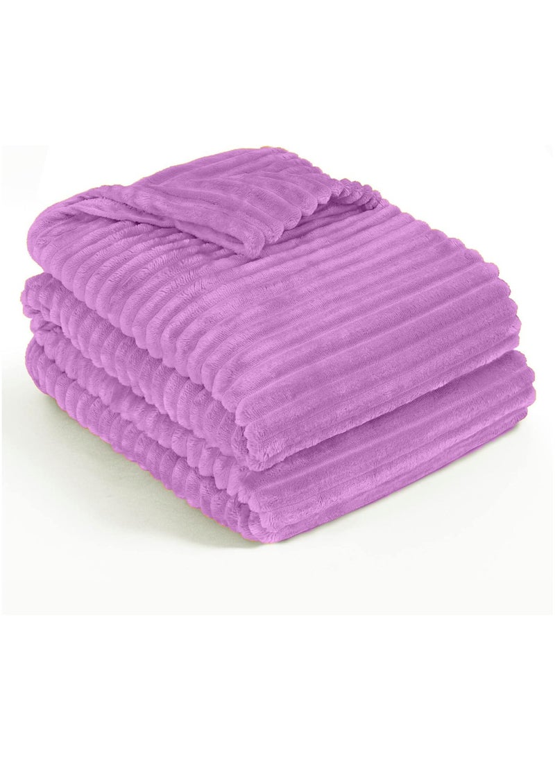 T G H Striped Flannel Fleece Blanket Plush Throw Blanket Super Soft Blanket King Size(220x240) For Bed and Sofas Luxurious Warm and Comfortable  - Image 1